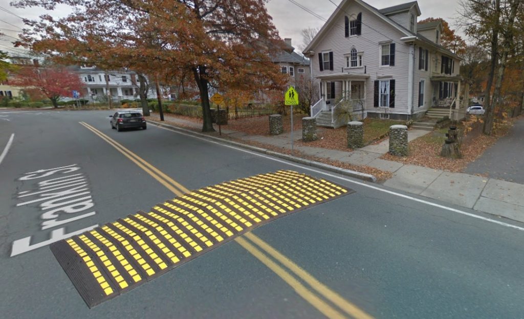 Rendering of temporary speed table on Franklin St